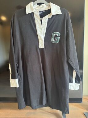 GAP Black Rugby Polo with White Trim and Green 'G' Patch